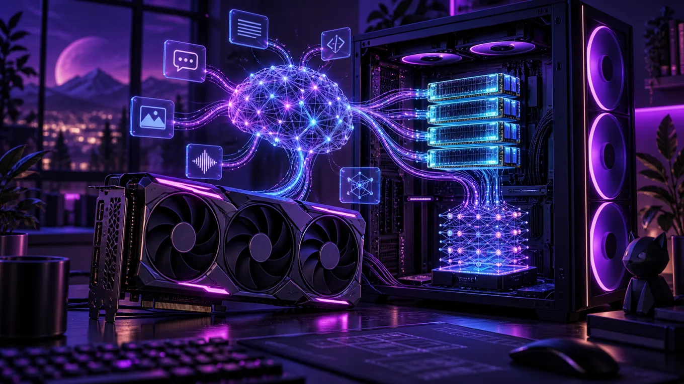 Capa do artigo: Rodar IA Local no PC Vale a Pena em 2026? Hardware, VRAM, Ollama e Custos vs Nuvem